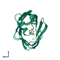 PDB entry 1icm coloured by chain, side view.
