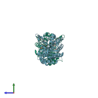 PDB entry 1icq coloured by chain, side view.