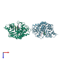 PDB entry 1icq coloured by chain, top view.