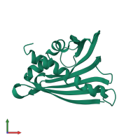 PDB entry 1icx coloured by chain, front view.