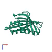 PDB entry 1icx coloured by chain, top view.