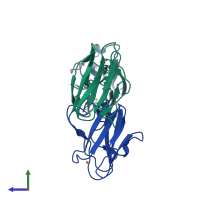 PDB entry 1id2 coloured by chain, side view.