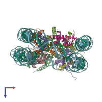 PDB entry 1id3 coloured by chain, top view.
