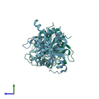 PDB entry 1id4 coloured by chain, side view.