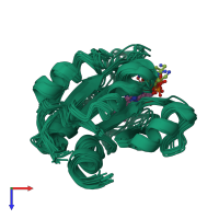 PDB entry 1id8 coloured by chain, ensemble of 15 models, top view.