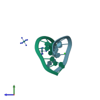 PDB entry 1id9 coloured by chain, side view.