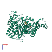 PDB entry 1idc coloured by chain, top view.