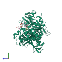 PDB entry 1ide coloured by chain, side view.