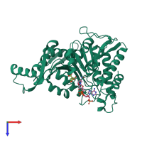 PDB entry 1ide coloured by chain, top view.