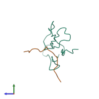 PDB entry 1idg coloured by chain, side view.