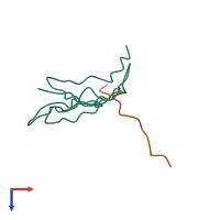 PDB entry 1idg coloured by chain, top view.