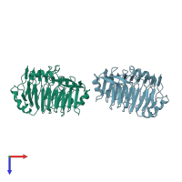 PDB entry 1idj coloured by chain, top view.