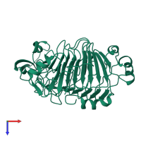 PDB entry 1idk coloured by chain, top view.