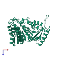 PDB entry 1idm coloured by chain, top view.