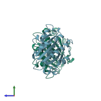 PDB entry 1idn coloured by chain, side view.