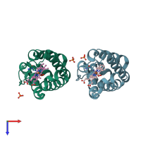 PDB entry 1idr coloured by chain, top view.