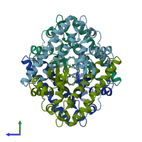 PDB entry 1ids coloured by chain, side view.