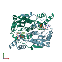 PDB entry 1idt coloured by chain, front view.