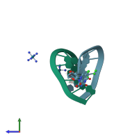 PDB entry 1idw coloured by chain, side view.