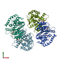 PDB entry 1ie3 coloured by chain, front view.