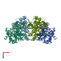 PDB entry 1ie3 coloured by chain, top view.