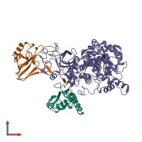 PDB entry 1ie7 coloured by chain, front view.