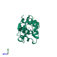 PDB entry 1iee coloured by chain, side view.