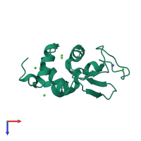 PDB entry 1iee coloured by chain, top view.