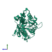 PDB entry 1iej coloured by chain, side view.