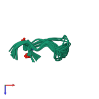PDB entry 1ieo coloured by chain, ensemble of 20 models, top view.