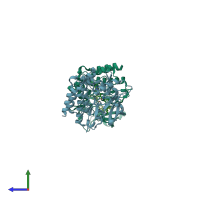 PDB entry 1iep coloured by chain, side view.