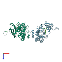 PDB entry 1iep coloured by chain, top view.