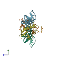 PDB entry 1if1 coloured by chain, side view.