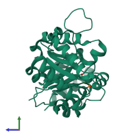 PDB entry 1if2 coloured by chain, side view.