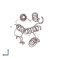 PDB entry 1ifa coloured by chain, side view.