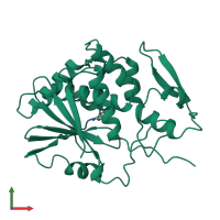 PDB entry 1ifs coloured by chain, front view.