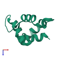 Monomeric assembly 1 of PDB entry 1ig5 coloured by chemically distinct molecules, top view.