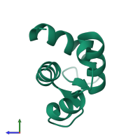 PDB entry 1ig5 coloured by chain, side view.