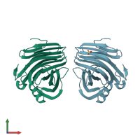 PDB entry 1igo coloured by chain, front view.