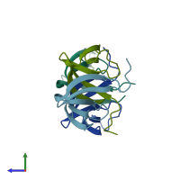 PDB entry 1igq coloured by chain, side view.