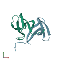 PDB entry 1igu coloured by chain, front view.