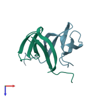 PDB entry 1igu coloured by chain, top view.