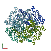PDB entry 1igw coloured by chain, front view.