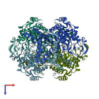 PDB entry 1igw coloured by chain, top view.