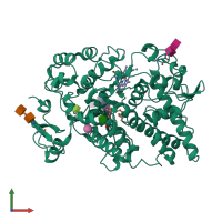 PDB entry 1igx coloured by chain, front view.