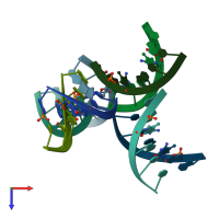 PDB entry 1ih4 coloured by chain, top view.