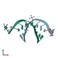 PDB entry 1iha coloured by chain, front view.