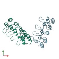 PDB entry 1ihb coloured by chain, front view.