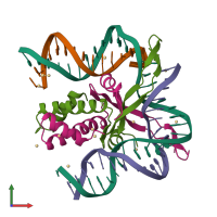 PDB entry 1ihf coloured by chain, front view.