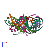 PDB entry 1ihf coloured by chain, top view.